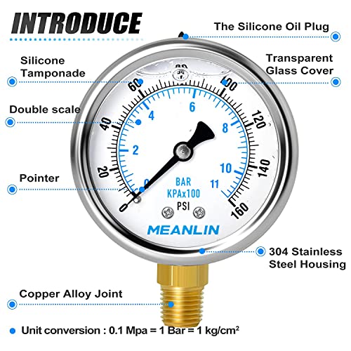 0~160Psi Stainless Steel 1 (2 Count)