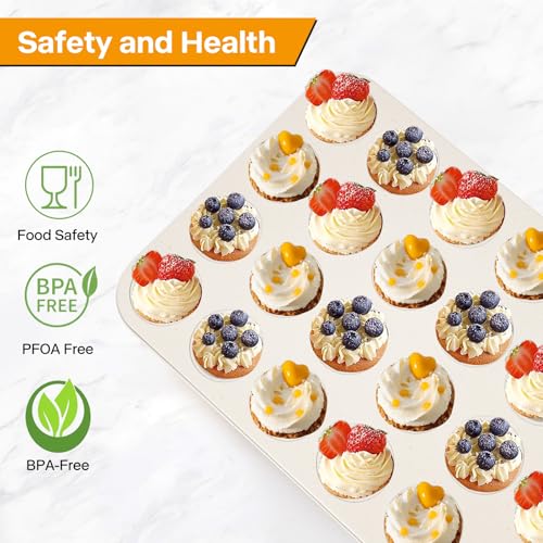 2-Pack 24-Cup Mini Muffin Pan, Ceramic Nonstick Cupcake Tin for Bite-Sized Treats (2 Count)