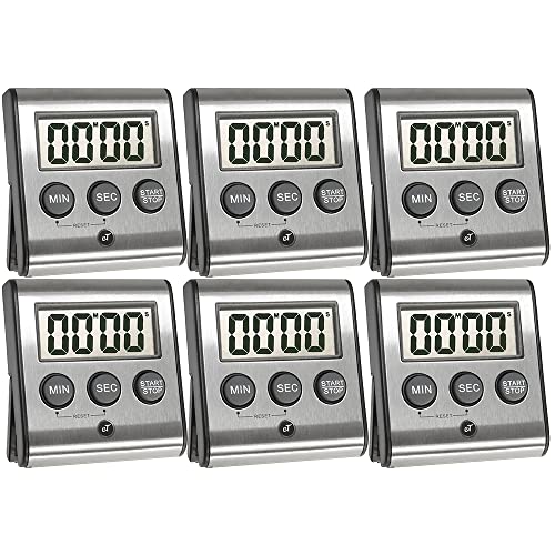 Elegant Digital Kitchen Timer Stainless Steel (6 Count)