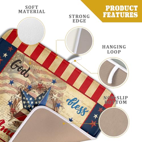 4th of July God Bless Dish Drying Mat for Kitchen Counter