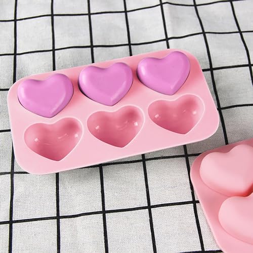 Heart Silicone Molds 3pcs Valentine's Heart Chocolate Molds for Candy Ice Cube Resin Soap Jelly