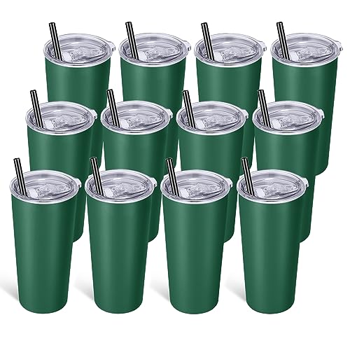 20oz Tumbler Stainless Steel Tumbler with Lid And Straw Vacuum Insulated Double Wall Travel Coffee Mug (12 Count)