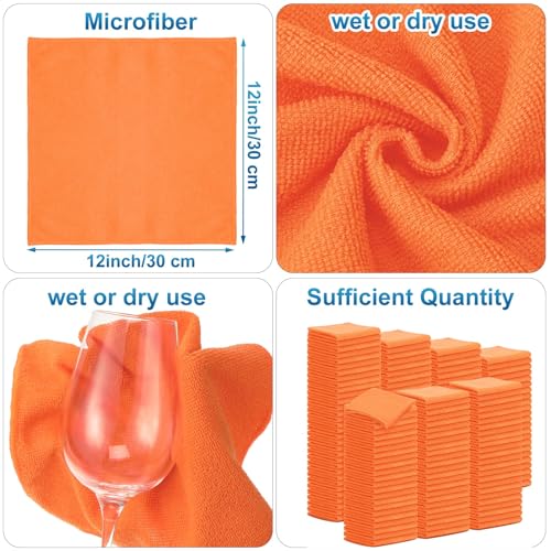 100 Pack 12'' x 12'' Microfiber Cleaning Cloths Reusable Cleaning Rags Bulk Microfiber Towels Softer Highly Absorbent Washcloths for House Kitchen Car Window