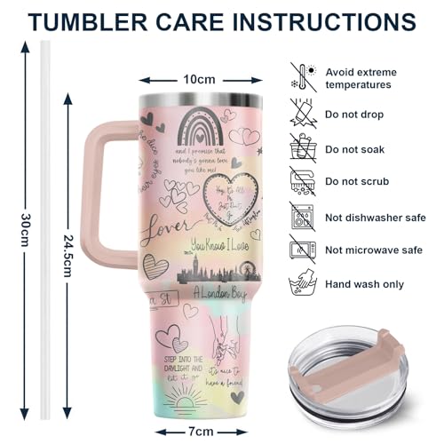 Pink Pastel Lover Romantic 40 oz Tumbler with Handle