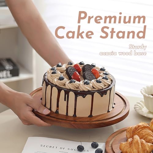 Acacia Wood Cake Stand with Acrylic Dome Lid