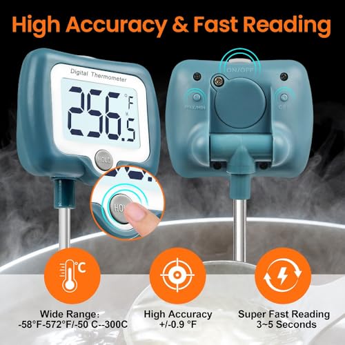 Candy Thermometer for Candy Making with Rotatable Large Display 10'' Long Probe