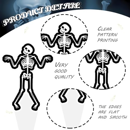 Dancing Skeleton Halloween Cupcake Toppers 48PCS Black Skull Party Cake Decorations Skeleton Cupcake Picks Halloween Birthday Party Decorations for Horror Theme Party Baby Shower Supplies (48 Count)