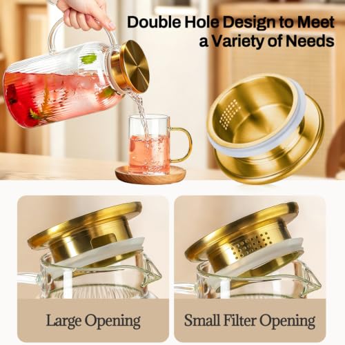 2 PACK Glass Pitcher with Silicone Base (2 Count)