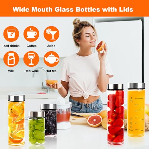 Glass Juice Bottles 4 Pack 20 oz (4 Count)