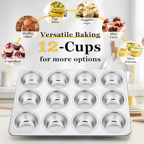 Stainless Steel Muffin Cupcake Pans 12