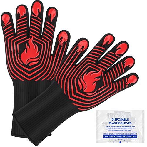 BBQ Gloves 1472°F Heat Resistant Gloves Fireproof Mitts (10.5822 Ounce)