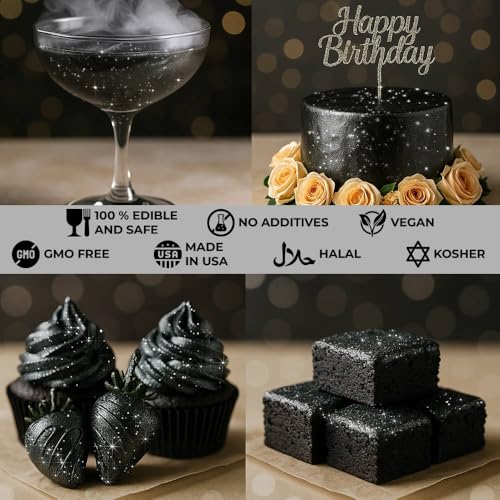 Bulk 20g Black Edible Glitter for Drinks