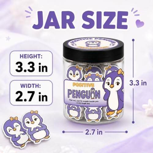 Positive Penguin Purple Jar with 60 Affirmation Cards (3 Count)
