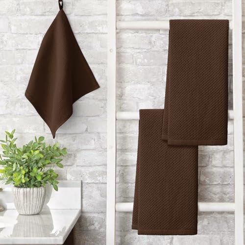 100% Cotton Dark Coffee Waffle Weave Kitchen Dish Cloths