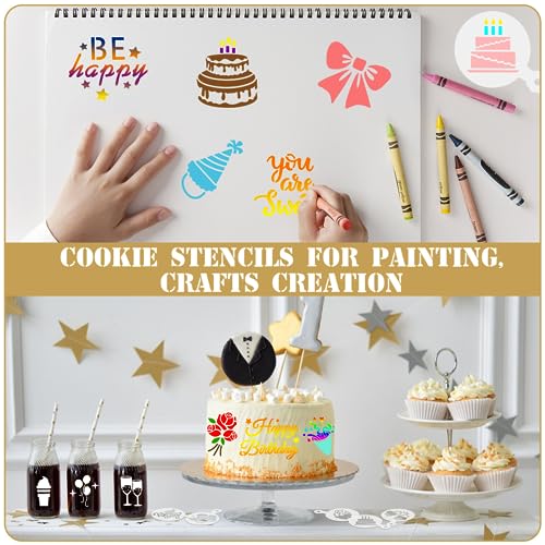 Birthday Cookie Stencils 36 Pcs Reusable Templates for Cake Baking (36 Count)