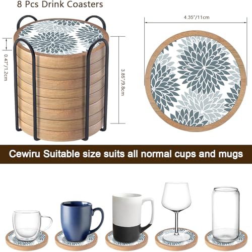 Wood Coasters Set of 8 with Holder