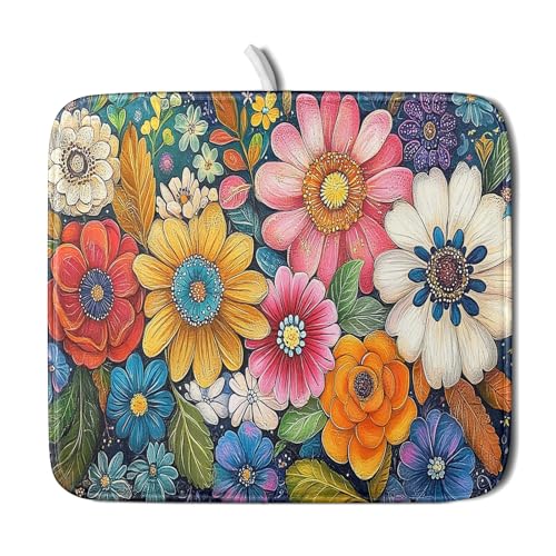 Boho Flower Dish Drying Mat