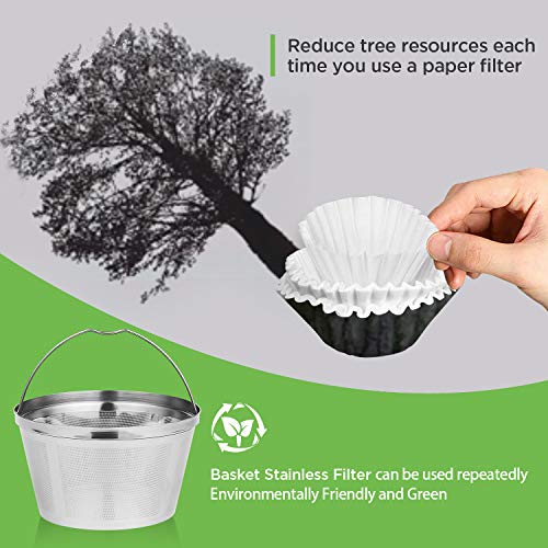 Stainless Steel Reusable Coffee Filters Basket 8 12 Cup Sturdy Permanent Coffee Filter fit for Mr. Coffee Black