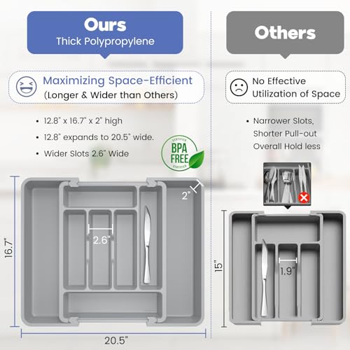 Large Silverware Organizer Tray for Kitchen Drawer Utensils Thicker