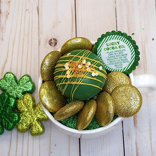 Lucky Cocoa Co. Festive Mug Themed St. Patrick's Day Hot Cocoa Bomb Packaging Sticker Labels