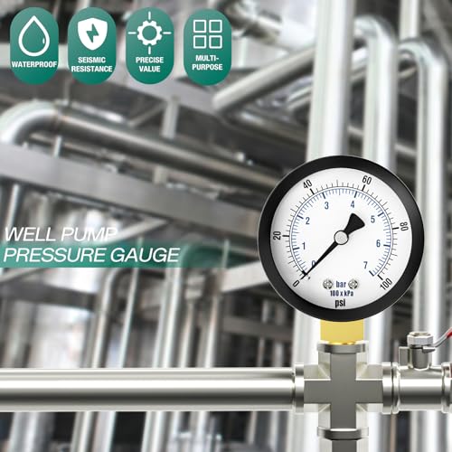0 150PSI Well Pump Pressure Gauge 2" Dial Size