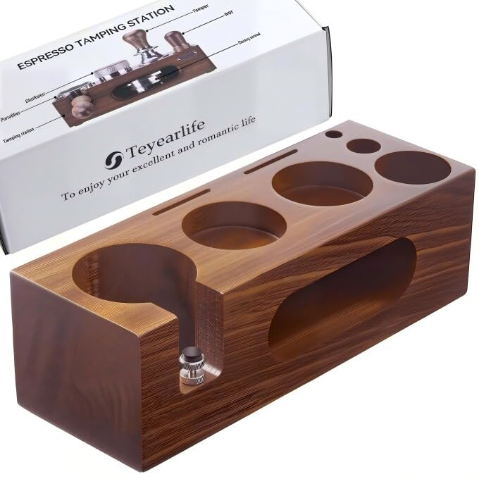 espresso tamping station called Coffee Tamper Station Fit 51 to 54mm Espresso Accessories The tamper holder Or organizer station Adjustable Portafilters Stand Height