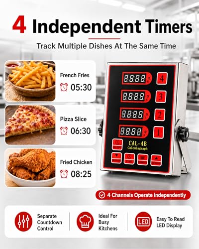 Commercial 4 Channels Digital Kitchen Timer