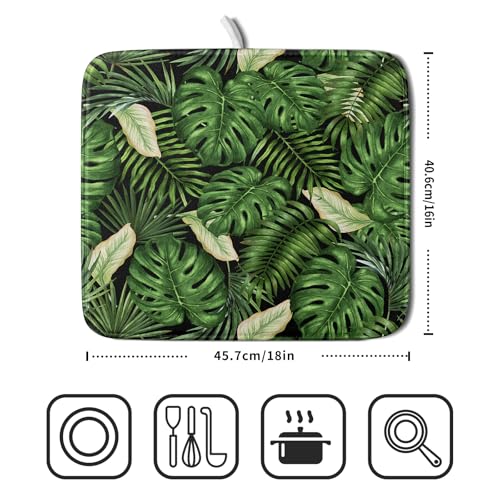 Tropical Palm Leaf Dish Drying Mat for Kitchen Countertop