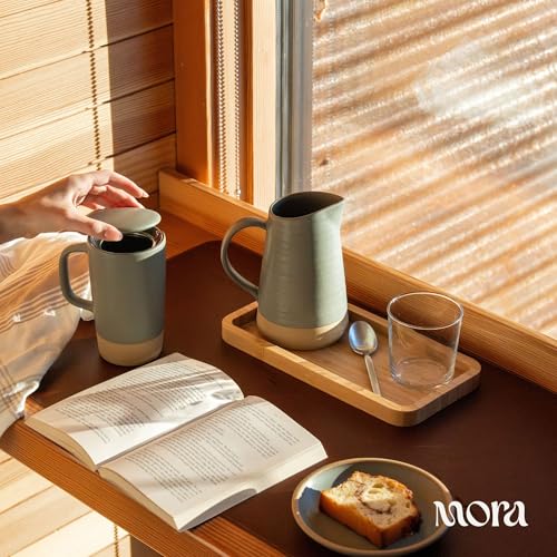 Ceramics Large Tea Mug with Loose Leaf Infuser and Ceramic Lid