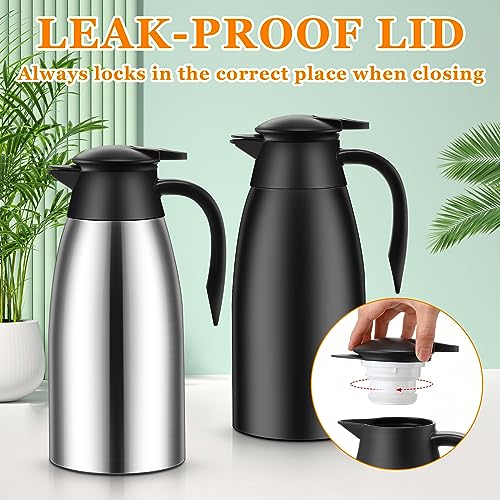 2 Pcs Thermal Coffee Carafe Insulated Stainless Steel Coffee Carafe for Hot Liquid Vacuum Thermal Pot Creamer Pitcher Dispenser with Brushes Keeping Hot Water Milk
