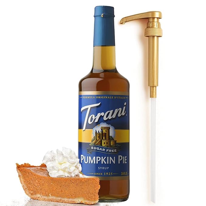 Syrup Pump Dispenser + Torani® Sugar Free Pumpkin Pie Syrup (25.4 Fl Oz)