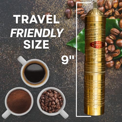 Sozen Hammered 9" Manual Coffee Grinder Brass