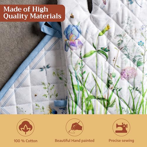 100% Cotton Oven Mitt & Pot Holder Set