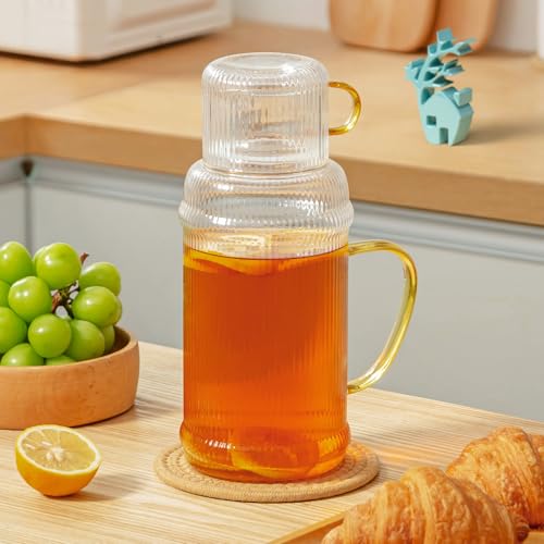 Water Pitcher Glass Jug With Lid and Spout