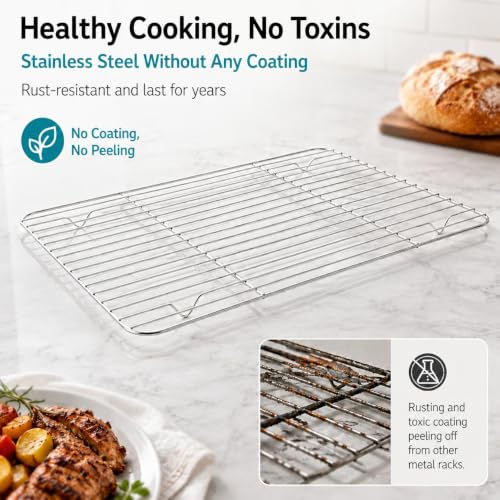 Cooling Rack Silver Stainless Steel Baking Rack for Oven (4 Count)