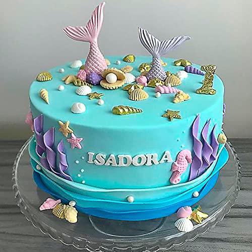 Marine Theme Silicone Fondant Mold 4pcs Under the Sea Cake Mold Hippocampus Seaweed Sea Fish Crab Coral Conch Sea Shell Silicone Chocolate Mold for DIY Ocean Theme Cake Cookie Chocolate Candy (4 Count)