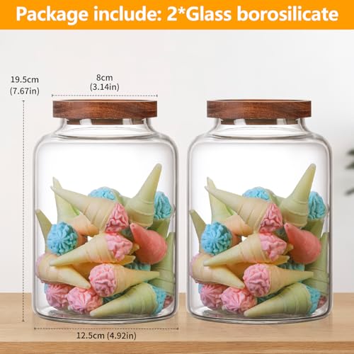 Large Glass Jar with Lid Set of 2