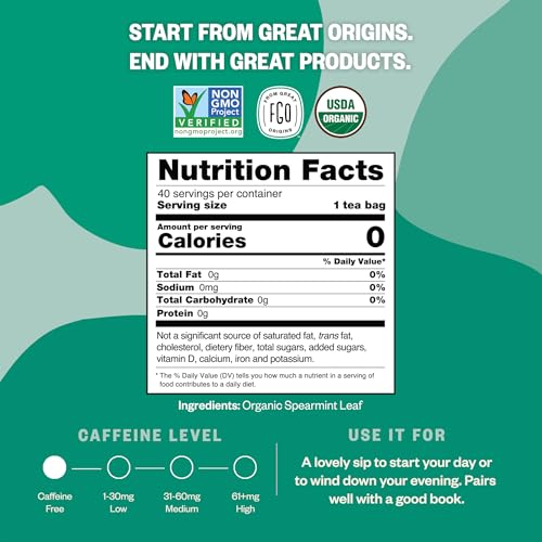 Organic Spearmint Leaf Herbal Tea (40 Count)