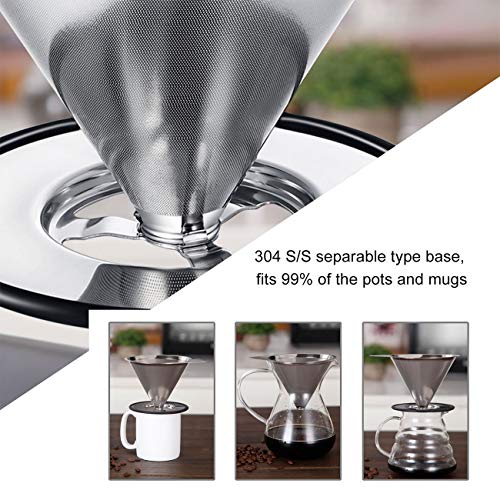 Pour Over Coffee Dripper Stainless Steel Coffee Filter Metal Cone Filter Paperless Reusable Coffee Filter Single Cup Coffee Maker 1