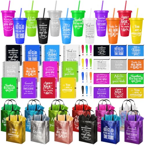 12 Sets Employee Appreciation Gifts Bulk 24 oz Inspirational Straw Cups (84 Count)