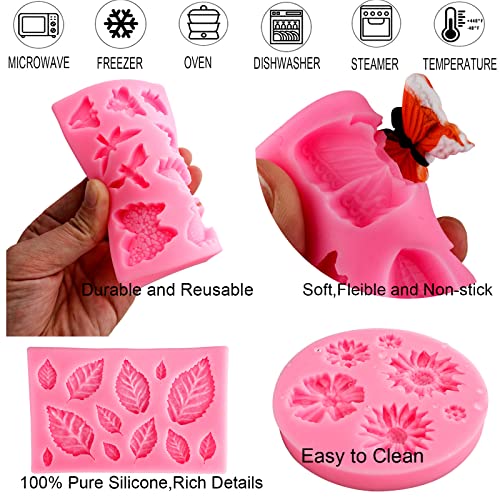 Silicone Mold Flower 8pcs Chocolate Fondant Polymer Clay Candy Gummy Mold (8 Count)