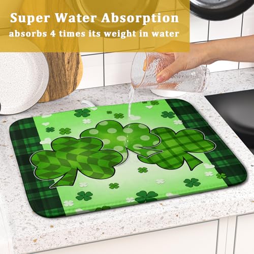 St Patrick's Day Shamrocks Dish Drying Mat 16x18 Inch