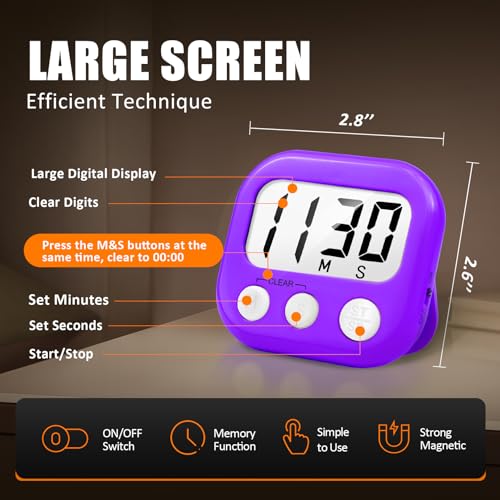Digital Kitchen Timers for Cooking (6 Count)