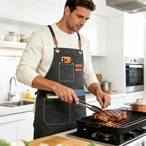 Chef Aprons for Men Women with Oversized Pockets