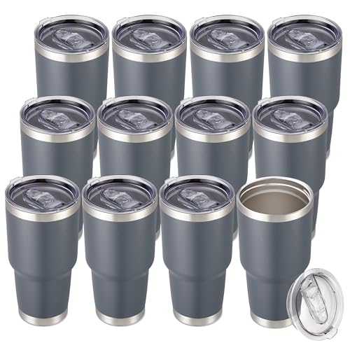 30 oz Tumbler with Lid Stainless Steel Tumblers Bulk (12 Count)