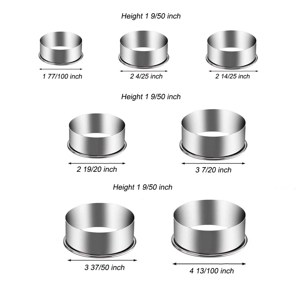 7 Pieces Stainless Steel Cookie Cutter Set Biscuit Plain Edge Round Cutters Sizes Shape Molds Ranging from 2