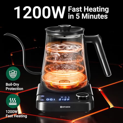 Gooseneck Electric Kettle HIYAKOI with ±1℉ Temperature Control