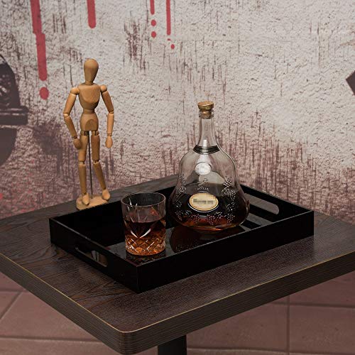 Glossy Black Sturdy Acrylic Serving Tray with Handles