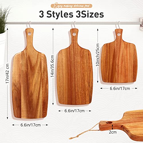 3 Pcs Acacia Wood Cutting Board with Handle (3 Count)