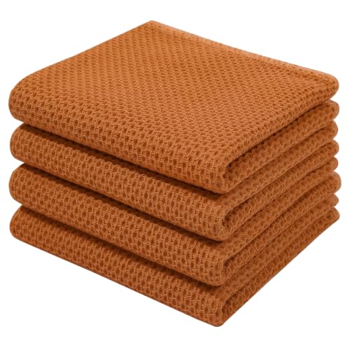 100% Cotton Waffle Weave Kitchen Dish Towels 4 (4 Count)